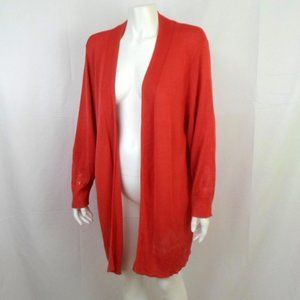 LOFT Outlet XL Brick Red Pointelle Open Front Midi Cardigan Sweater